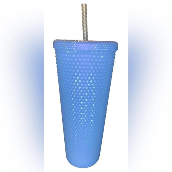 STARBUCKS Venti 24oz Tumbler Cup Iridescent Icy White Lilac Studded Durian NWT - Picture 7 of 8